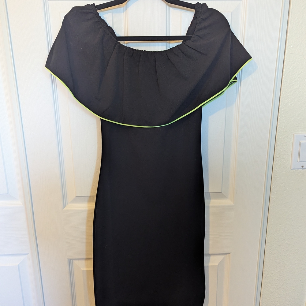 Rave Black Dress with Neon Green Accent